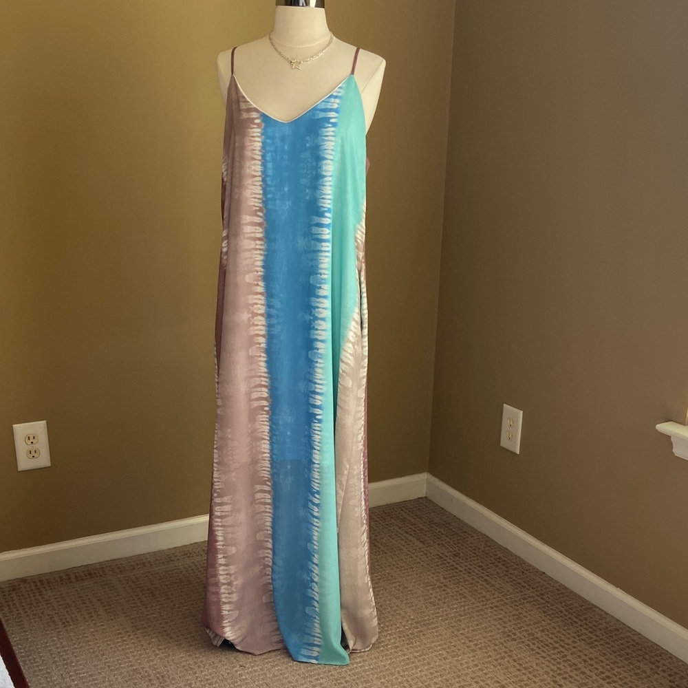 Peach Love CA Tie Dye Maxi Dress Small Medium Wedding Guest, Beach Pics, NWOT